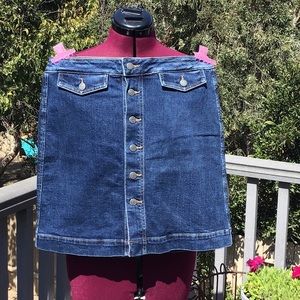 Ann Taylor Loft - Blue Denim Mini Skirt - Size 10 - 19 inches from waistband